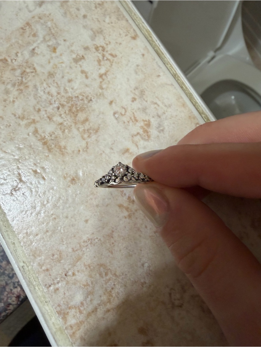 Pandora Silver Crown Ring with Clear Center Stone